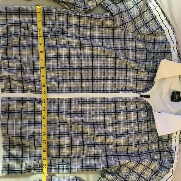 Jian Wang plaid full zip blue and white track jacket Men’s xLarge - Picture 3 of 6